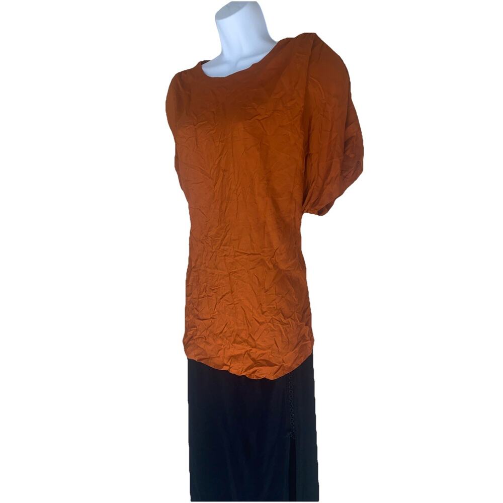 VTG Sequel Women Plus 24 Rust Orange Blouse Work Office Avant Garde Retro USA
